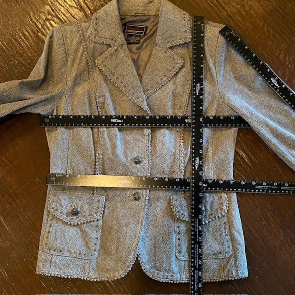 Bradley by Bradley Bayou Suede Leather Studded Moto Jacket Small - Picture 4 of 16